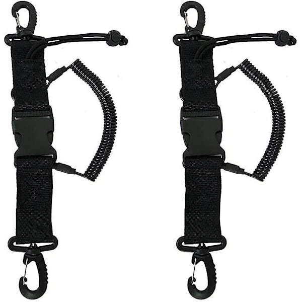 Dykkekrok, dykke lanyard tungt anti-tapt undervannsfjærspiral kamera stropp dykkeklips svart 1 stk