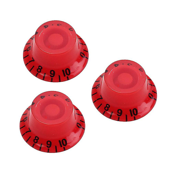 3-pack Runda Gitarrknappar Volym Tonkontrollknappar Rotationsknappar Epiphone-stil Elektrisk Gitarrdelar Ersättning Gd38 (röd)