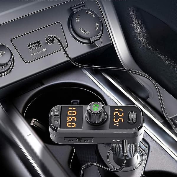 Bluetooth FM-sender til bil, Bluetooth 5.0 Billader Trådløs Radio Billader Adapter Kit