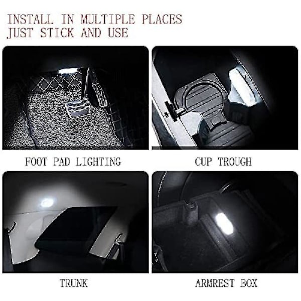2 kpl Auton Led-valot Sisätiloihin, Led Sisävalot Autoon 6 Kirkkaalla Led-lampulla, Kannettava, Usb Ladattava Valo (lämmin Valkoinen Valo) Szk
