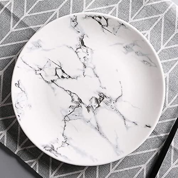 Porcelæn Accent Tallerkener med Marmor Design, Sæt af 4 (8 Tommer)