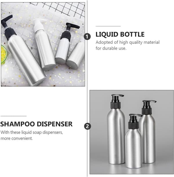 4st Press Lotion Underflaskor Flaska med Pump 250ml Aluminium Påfyllningsbar Spiral