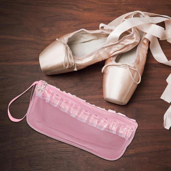 2 stk. lyserøde balletsko-tasker med lynlås – vaskbar danse-sko-organizer-pose