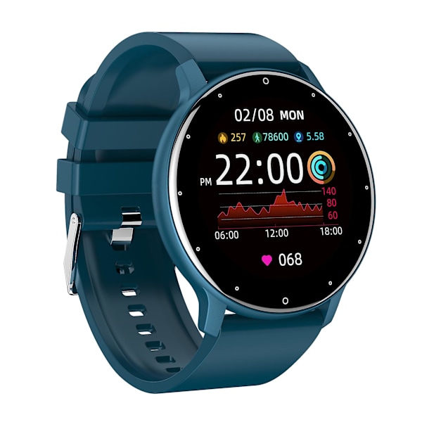 Smartwatch Hjertefrekvens Blodtryk Søvn Trin Tælling Sport Kvinder Mænd Ur Ring Blue