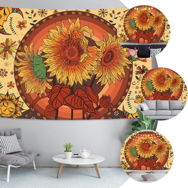 Mandala Auringonkukka Seinävaate Polyesteri Bohemia Tyylinen Ripustuskuva Monipuolinen