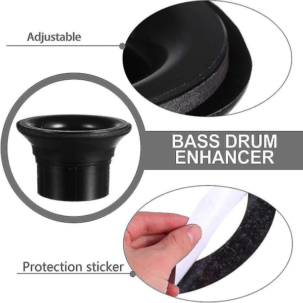 Bass Drum Enhancer Abs Gummi Bass Drum Kick Enhancer Med Black Port Hole Protector, mic Hole Drum