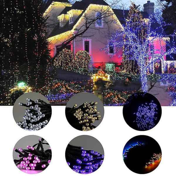 15m 100LED Solcelled Lyslenke Fest Julbelysning