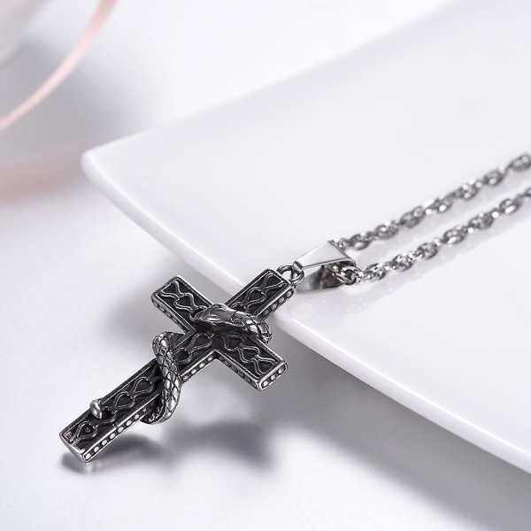 Personifierad Satanism Kors Orm Halsband Med Kedja, 316l Rostfritt Stål