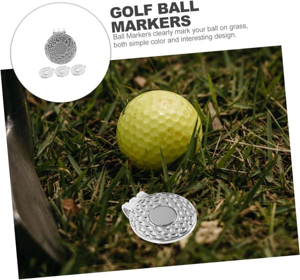4 stk. sølv 25 mm golfboldmarkører med dobbelthuls golfhatteclips bærbart tilbehør