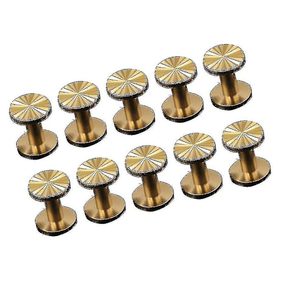 10 st Solida Mässingsolroskruvar Stud Platta Fäste Bälte Sele Spik Nitar Läderhantverk Diy (10x4x10mm)