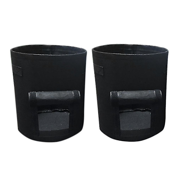 2 Filt 10 Gallons Ikke-vevde Grønnsakplanteposer (svarte)