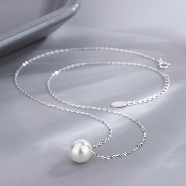 925 Hopean Yksinkertainen Choker-Kaulakorut Uiva 8mm Kuoren Häämorsiusneitojen Kaulakorut Naisille, (cyx0009)