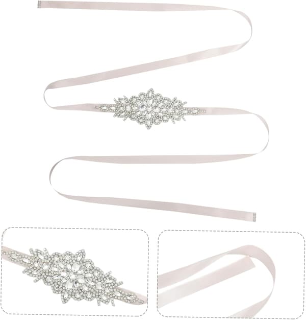 Justerbart Rhinestone Brudebelte til Brudekjole Elegant Belte med Myk