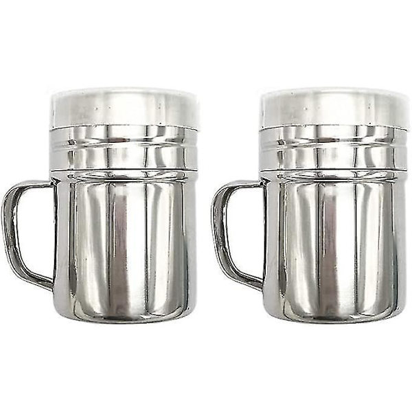 2 Pak Rustfrit Chokolade Shaker Stål Pulver Mel Sukker Salt