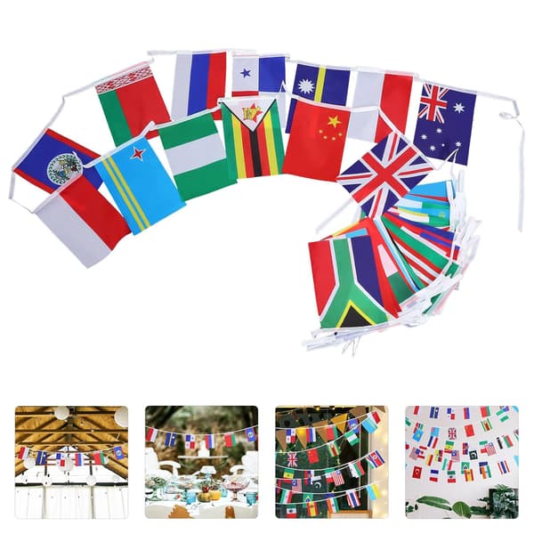 5m Internationella Länder Flaggor Sträng Banner National Flagga Vimpel