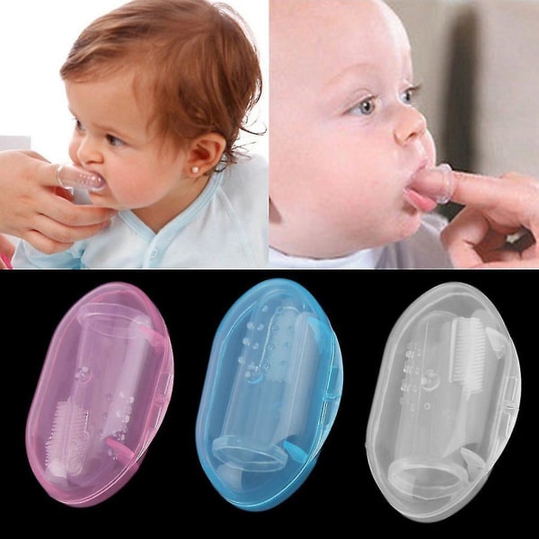 Baby Infant Silikone Finger Tandbørste Gummi Massager Box