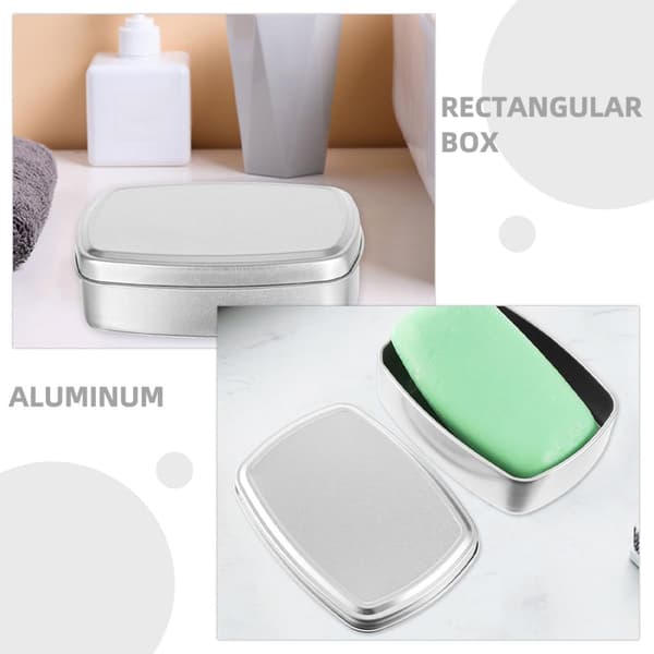 3 stk såpe reiseboks rektangulær aluminium såpeboks sølv multifunksjonell nytte