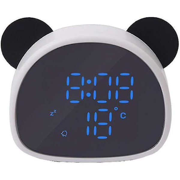 Sød Panda Alarmur, digital LED skrivebordsur til natbordet (sort)