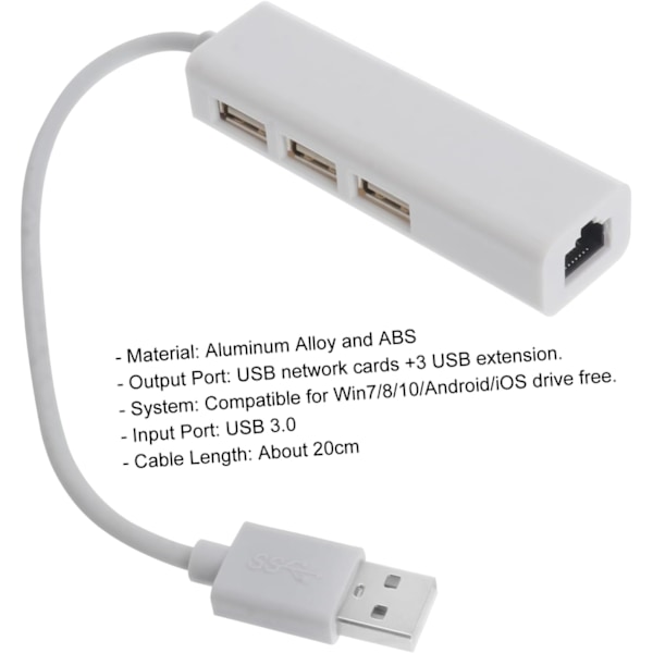 1 st USB-omvandlare Hub Nätverksport USB-datoradapter