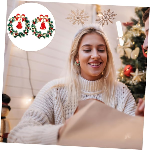 Utsökt Julrosett Krans Örhänge för Kvinnor Mode Smycken Julklocka Design