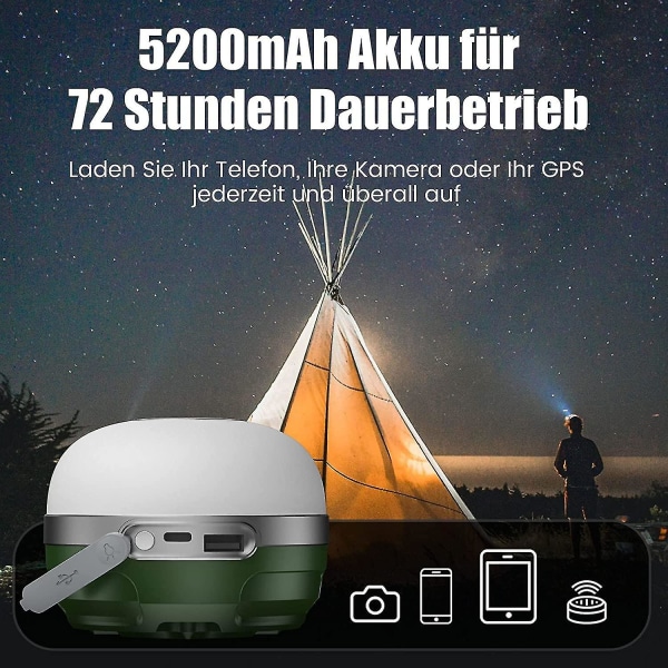 Campinglampe med Rgb-farveændring, LED-campinglanterne med 5200 mah usb-gave