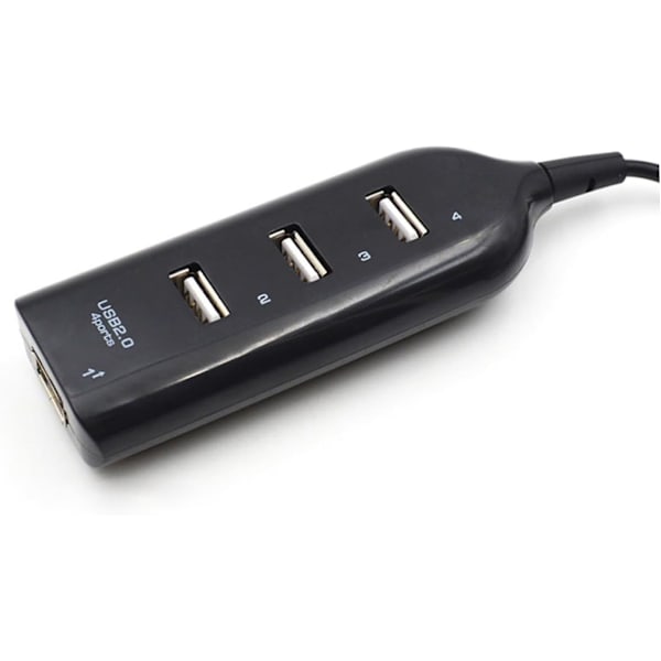4 Port 2.0 Hub Splitter Höghastighetsdatahubb LED-indikator för Bärbara Datorer PC Svart Kompatibel 10/8/7