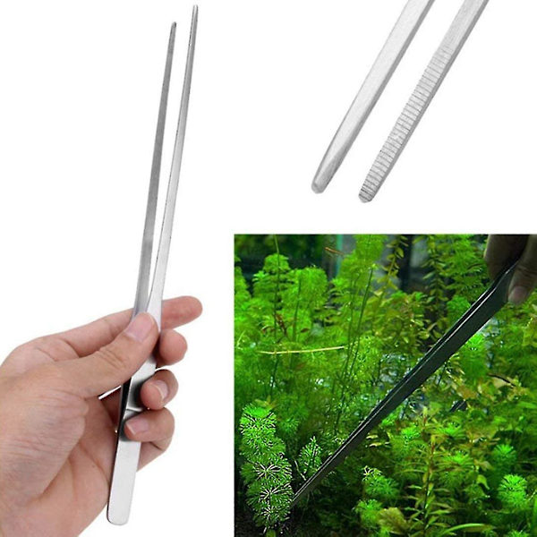 Rostfritt Stål Tank Tång Akvarium Verktyg Växter Tång Clip