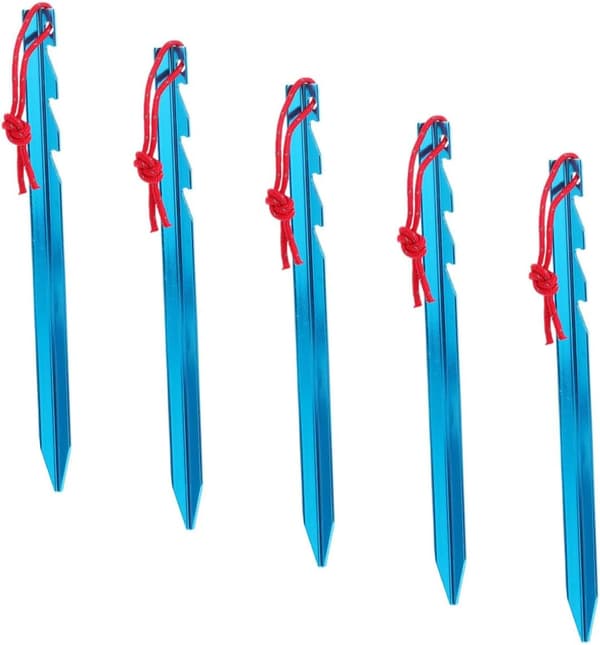 Justerbara tältpinnar i aluminiumlegering 18 cm triangulära markpinnar med vindrep 5-delat set