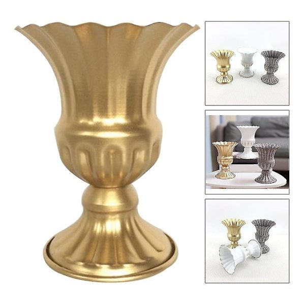 Elegant Retro Metall Jern Blomster Vase Retro Metall Blomster Vase (gull) (1 stk)
