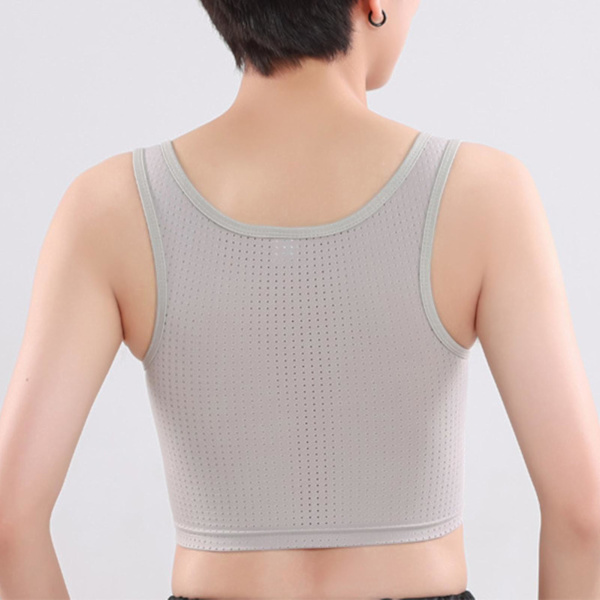 Kvindes Brystbinder Stærk Elastisk Bånd Tanktop Shapewear Åndbar Toppe Til Tomboy Trans Lesbisk Gray