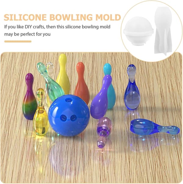 Silikon Bowling Pin Formsett for DIY Håndlaget Håndverk, Non-Stick Epoxy Pynt Støpeform