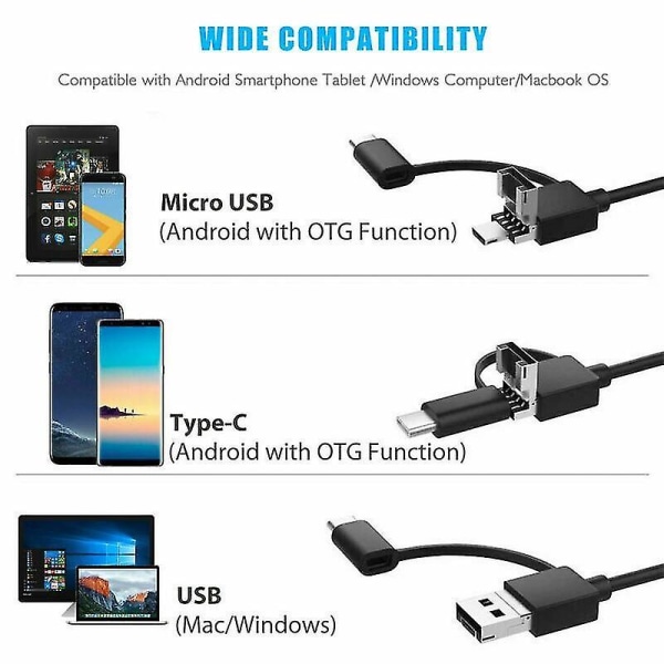 1600x 3-in-1 USB-digitaalinen mikroskooppi, tyyppi-C, 8 LED-valoa