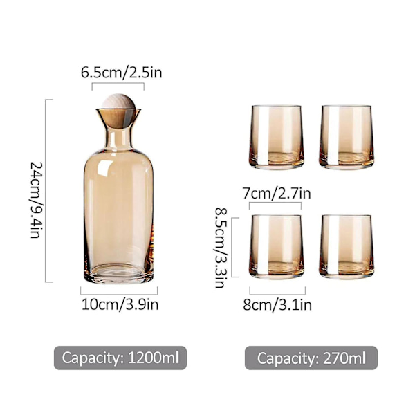 Natsenglas Sæt med 1 Vandkande 1200ml og 4 Kopper