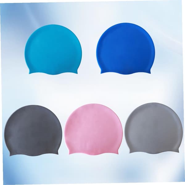 5 stk silikon svømmehette for kvinner unisex elastisk designpakke gir ørebeskyttelse