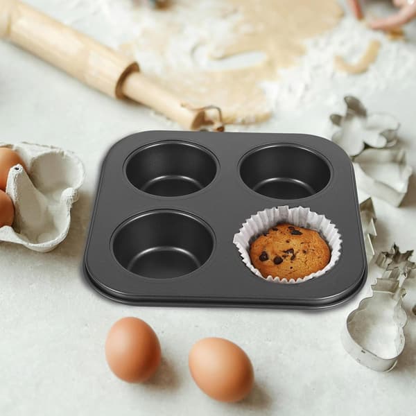 4 Gitre Non-Stick Muffinsbageplade i Kulstofstål