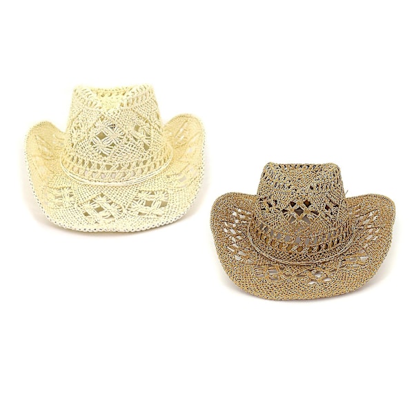 Unisex Cowboy Straw Hat Enkelt Cowgirl Hat Håndvevd Jazz Hat For Utendørs Dark blue