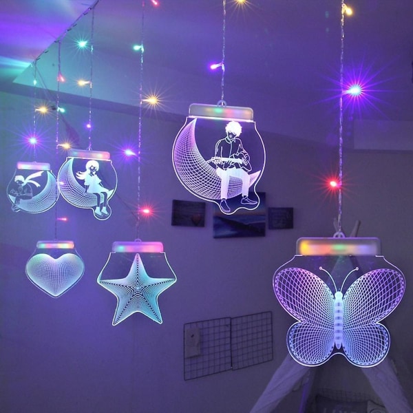 2 m romantiska LED-gardinljus Alla hjärtans rumsdekor