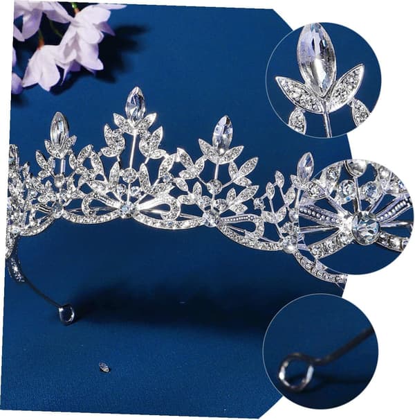 Brudetiara Hodeplagg Sølv Krystall Blomsterkrone med Rhinestones