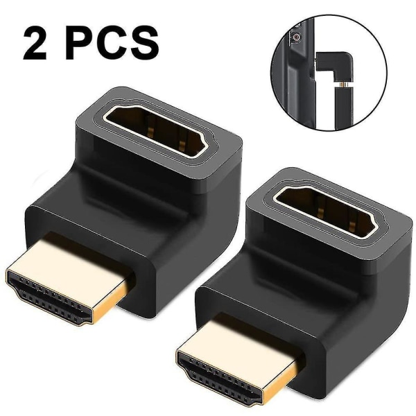 2-pakning 90 graders HDMI hann-til-hun rettvinklet adapter