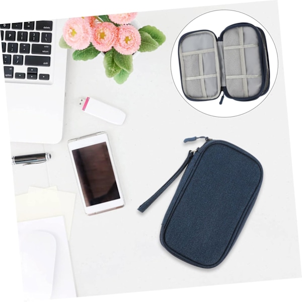 Reiseoppbevaringsveske Elektronisk Organizer Kompakt Kabelholder for Reiselader Powerbank Mørkeblå