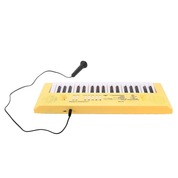 Elektronisk Klaver Keyboard Børn 37 Taster Keyboard Klaver Uddannelsesmæssigt Legetøj Med Mikrofon Gul Yellow
