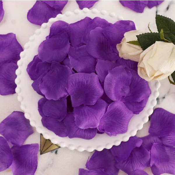 1000 kpl silkkikeinotekoisia ruusun terälehtiä hääkukkajuhliin Romanttinen yöpurppura Bd-yuhao