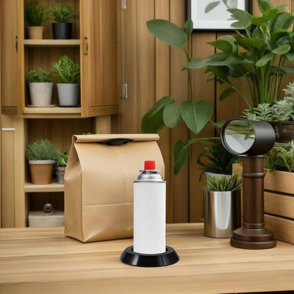 2 stk. campingholder og gassflaskestativ i plast, stabilisatorbase