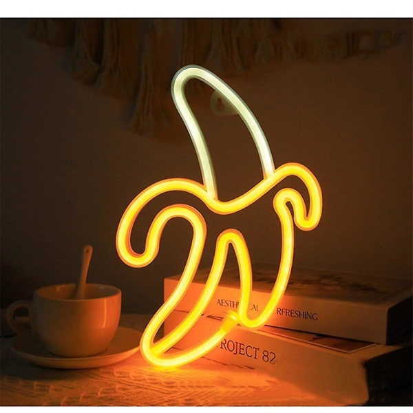Neonlys Bananformet Neonlampe Aaa Batteriboks Strøm
