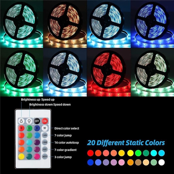 LED Strip Lights Music Sync RGB 20m 600leds Bluetooth-kontroll