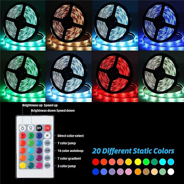 LED-Stripslys med Musiksynkronisering RGB 20m 600leds Bluetooth-styring