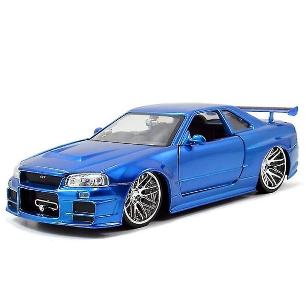 Ny 1:24 Nissan Gtr R34 Skyline Ares Legetøjs Alloy Bil Diecasts Legetøjs Køretøjer Bilmodel Miniature Skala Model Bil Legetøj Til Børn Blue