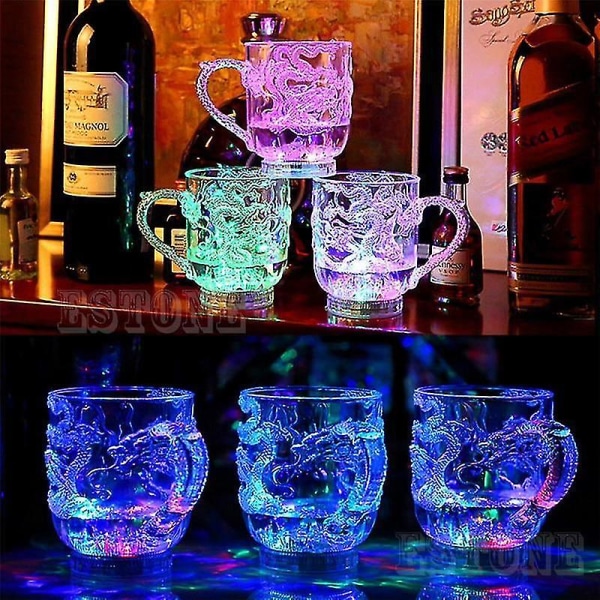 Glas Ølkop Dragon LED Induktivt blinkende lys krus