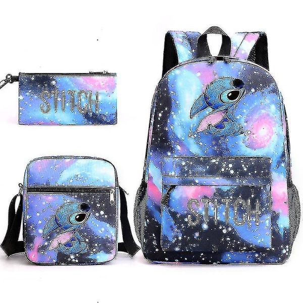 Lilo Stitch Rygsæk Tredelt Sæt Skoletaske_x starry blue