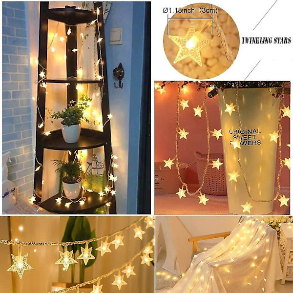 Julstjärna Fairy String Lights 10m 80led Fjärrkontroll